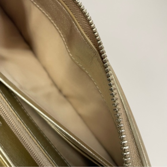 Coach Womens Wallet Zip Around Accordion Off White Metallic Gold Leather #0693 - Picture 15 of 15